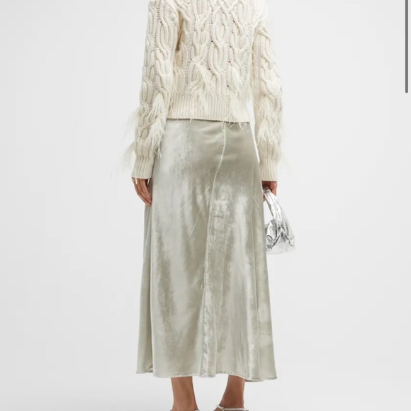 Vince Silver Purl Edge Paneled Midi Slip A-line Skirt - Picture 4 of 9